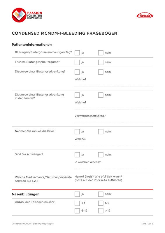 Blutungsanamnese VWE